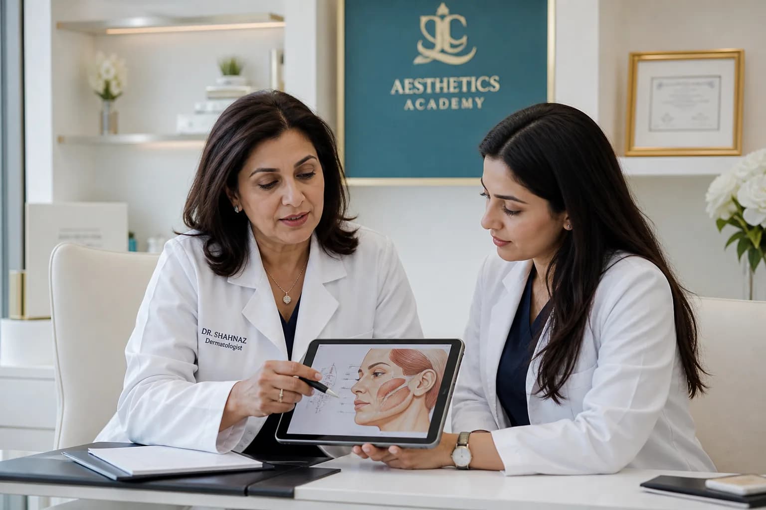 Faculty mentoring doctors at Skinfinity Academy